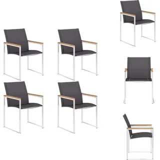 vidaXL Gartenstühle 4 Stk. Textilene and Edelstahl Grau - Gartenstühle - Grau