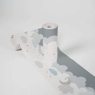 A.S. Création Bordüre Wolken 5 m x 15 cm Grau-Blau