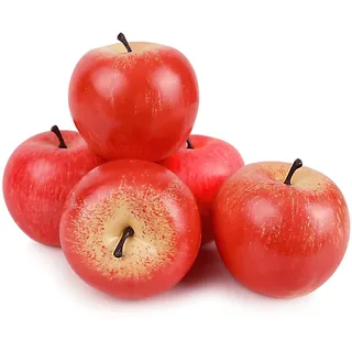 LATRAT 5 Stücke Künstliche Rote Äpfel, Faux Rote Äpfel Dekor Realistische Fake Obst Äpfel für Schalen Dekor Tisch Centerpieces Sommer Äpfel Dekorationen Party
