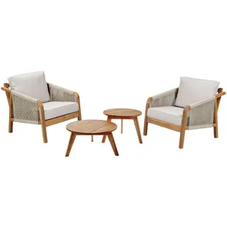 Butlers Lounge-Set (4-teilig) Rope Island , Braun , Holz, Kunststoff, Textil , Gartenmöbel, Gartengarnituren, Gartenmöbel-Sets