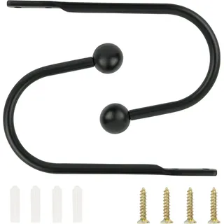 TAIYOU 2 Stück Raffhalter Gardinen Metall Vorhang Raffhalter Haken Dekorativer Wandmontage Raffhaken für Schlafzimmer Wohnzimmer Bäder Küchen Büros Esszimmer Cafés Schwarz Runder Kopf