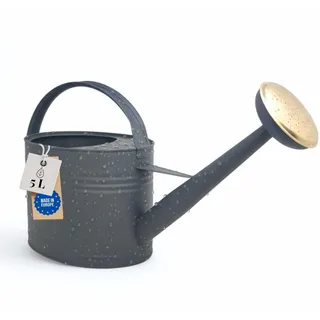 LIVLIG Gießkanne 5 Liter Anthrazit, hochwertige Metallgießkanne Garten | Premium Blumengießkanne für Balkon & Garten aus verzinktem Metall, mit abnehmbarem Gießkannenaufsatz aus Messing