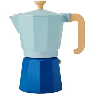 La Cafetière Espressokanne für 6 Tassen, himmelblau, zweifarbig, aus Aluminium, für Gas-, Elektro-, Keramikkochfelder, traditionell italienisch, leicht zu reinigen, nur von Hand spülen, 290 ml