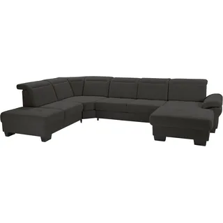 PLACES OF STYLE Wohnlandschaft »Cornwall U-Form« inkl. Sitztiefenverstellung, wahlweise mit Bettfunktion, grau