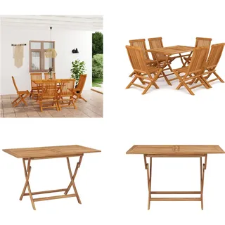 vidaXL 7 tlg. Garten Essgruppe Massivholz Teak - Garten-Essgruppe - Garten-Essgruppen - Gartenmöbel-Set - Gartenmöbel-Sets