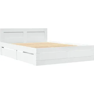 vidaXL Bettgestell mit Kopfteil ohne Matratze Weiß 120x200 cm