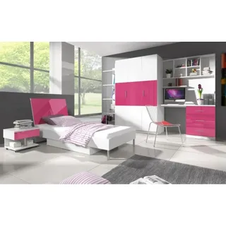 Kleiderschrank Schrank Kinder Jugend Zimmer Neu Teenager Schlafzimmer Schränke - Weiß, Rosa