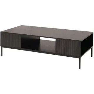 MCW Couchtisch MCW-O39, Tisch Sofatisch Beistelltisch Ablage Fächer, Melamin MDF 39x120x60cm ~ Holzoptik schwarz