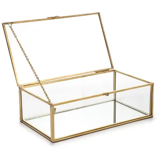 Sumnacon Schmuckschatulle,Schmuckbox,Schmukkiste,Schmuckkoffer,Metall,Glas,rechteckig,für Schmuck von Damen,Ring,Schmuckaufbewahrung,Geschenk für Muttertag und Hochzeite,Geburtstag(Groß)