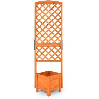 Costway Blumenkasten mit Rankgitter Orange , Holz , 52x180x55 cm , Gartenzubehör, Hochbeete