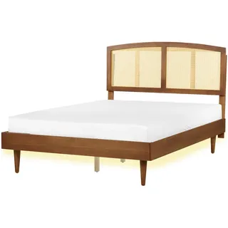 Beliani Bett 140/200 cm Braun Varzy , Braun, Naturfarben , Holz , 140x200 cm , Schlafzimmer, Betten