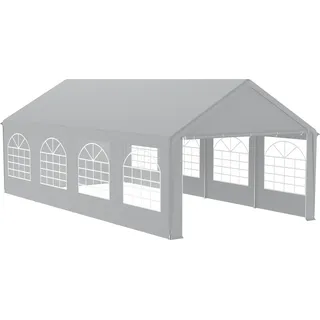 YUENFONG 4x8m Faltpavillon Partyzelt Pavillon Gartenzelt wasserdichter Faltpavillon mit Fenster, für Camping, Partys und Versammlungen (Grau) - Grau