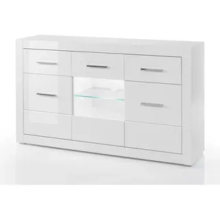 furn.design Sideboard "Carrara" weiß Hochglanz Wohn- und Esszimmer Kommode 164 x 97 cm, - Weiß