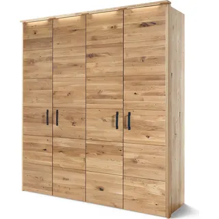 MASSIVMOEBEL24.DE Kleiderschrank 4-türig Wildeiche 195x60x219 natur geölt HALMSTAD #101