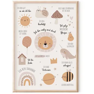 MeinBaby123® Affirmationsbilder | DIN A2 Poster | Deko Bilder für Kinderzimmer und Babyzimmer | Wandposter Premium (Affirmations Poster V1)
