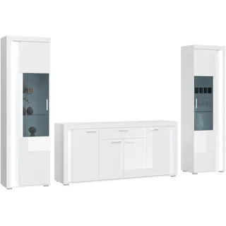 Home Affaire "Viborg, 3-teiliges Set, inkl. vertikaler Frontbeleuchtung, best. aus:", 3 Stk. tlg., weiß nb, weiß hochglanz),