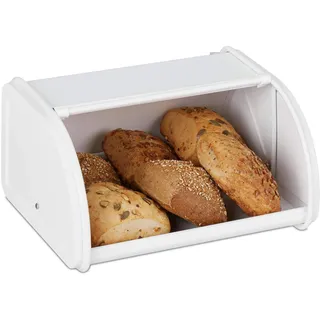Relaxdays Brotkasten Metall Weiß