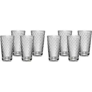 WMF CoffeeTime Longdrinkgläser Set 4-teilig, Gläser 275ml mit Wabenmuster, Latte Macchiato, Cocktail, hitzebeständiges Kristallglas, spülmaschinengeeignet (Packung mit 2)