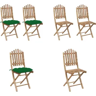 vidaXL Klappbare Gartenstühle 2 Stk. mit Kissen Bambus - Gartenstuhl - Gartenstühle - Outdoor-Stuhl - Outdoor-Stühle - Grün