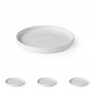 HENDI Teller, mit hohem Rand, Oslo, modernes Design, stapelbar, mikrowellengeeignet, stapelbar, verglast, Dessertteller, Essteller, Speiseteller, ø240x(H) 26mm, Porzellan, weiß (Packung mit 4)