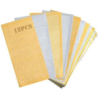 12 Stück Wachsbuchstaben Für Kerzen Enthalten Brief, Zahlen,Sterne, Schmetterlinge, Ketten, Wachs Buchstaben Kerze Zur Selbst Gestalten, Für Taufe Fotoalbum Scrapbook(6 Gold+6 Silber)