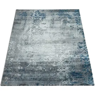 Paco Home - Kurzflor Teppich Modern Orientalisches Muster Vintage Style Ombre Look Grau Blau 120x170 cm