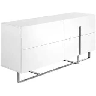 Angel Cerda Sideboard Sideboard aus weißem Holz und verchromtem Stahl 160/46/75 cm , Weiß, Edelstahlfarben , Metall, Holz , 160x75x46 cm , Kleinmöbel, Kommoden, Sideboards