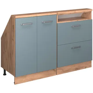 Vicco Küchenschrank FÜR Dachschrägen R-Line Blau-Grau 120 cm 2er Set , Blaugrau, Honigeiche , Holzwerkstoff , Rechteckig , 120x83.8x46 cm , Küchen, Küchenmöbel, Küchenschränke, Küchenunterschränke