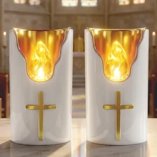 Dongcill LED Grablicht, 2er LED Grabkerze für Grablaterne friedhof - Weiß | Friedhofskerzen LED, Batteriebetriebene Grablicht, Flackereffekt wie bei Einer Echten Kerze, Wiederverwendbar Grabkerzen LED