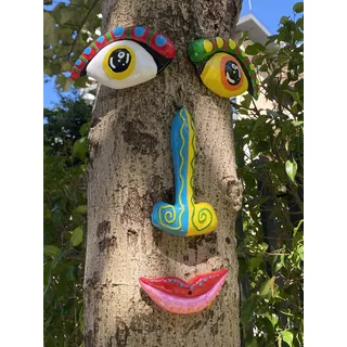 coonoe Baumgesichtsdekoration, für den Außenbereich, niedliche Baumgesichter, bunt, lustig, für den Außenbereich, kreative Gesichter für Bäume, Garten, Hof, Baumkunst, einzigartig