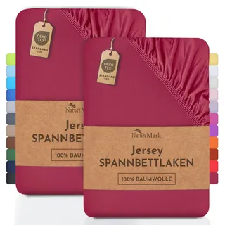 NatureMark Spannbettlaken Jersey 70 x 140 cm Bordeaux rot 2 St.
