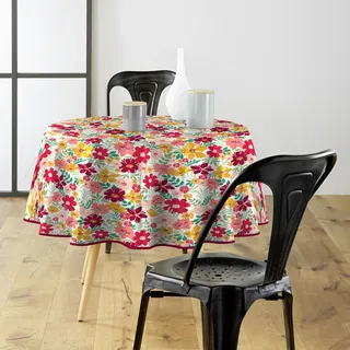 Douceur d'Intérieur Milly Sans Tischdecke, rund (Durchmesser 160 cm), bedrucktes PVC