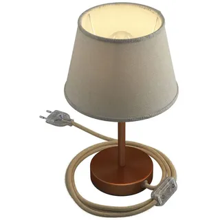 Creative Cables Alzaluce Imperio Tischlampe Mit Lampenschirm 15 Cm - Satin Copper / Beige - EU Plug