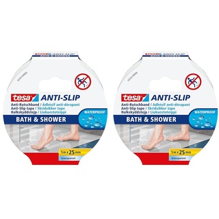 tesa Anti-Rutschband Bad und Dusche, Transparent (Packung mit 2)