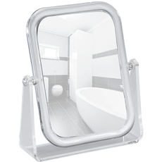 WENKO Kosmetik-Standspiegel Noci rechteckig - klappbar, Spiegelfläche: 15 x 19.5 cm ( B * H ) 300 % Vergrößerung, Acryl, Transparent