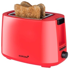 Korona 21132 Toaster | 2-Scheiben-Toaster mit Brötchenaufsatz | Auftau- und Aufheizfunktion | 7 Bräunungsstufen | 750 Watt | Rot