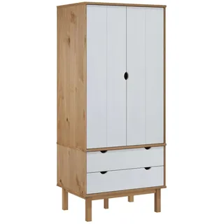 vidaXL Kleiderschrank OTTA Braun&Weiß 76,5x53x172 cm Massivholz Kiefer