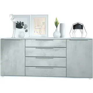 Vladon Sideboard Porto Beton Oxid Optik , Hellgrau , Holzwerkstoff , 166.5x72.5x35 cm , Kleinmöbel, Kommoden, Sideboards