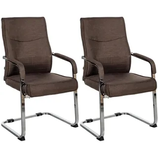 CLP Schwingstuhl 2er Set Stoff Braun , Metall , 55x105x60 cm , Esszimmer, Stühle, Schwingstühle