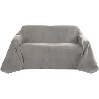 Beautissu Romantica Tagesdecke Wildleder Optik 210x280cm Grau