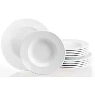 Tafelservice RETSCH ARZBERG "Geschirr-Set Novo", weiß, 12 Stk., Porzellan, Geschirr-Sets, Tafelservice, Teller Set, weiß, Made in Germany, 12 Teile, für 6 Personen