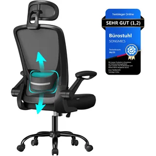 Songmics Drehstuhl Netzstoff Schwarz