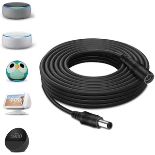 5 m Echo Verlängerungskabel - Kompatibel mit Echo Show 5(1. & 2. Gen.), Echo Dot (3./4./5. Gen.), Echo Dot (3./4./5. Gen.) mit Uhr, Echo Dot Kids Edition, Echo Spot, Pop und Fire TV Cube, Echo Spot