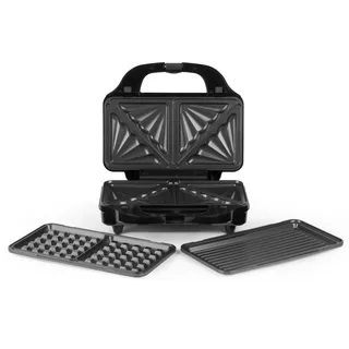 Salter 3-in-1 Snackmaschine - Sandwichtoaster, Waffeleisen, Panini Press Grill, mit abnehmbaren tiefen Füllplatten, Antihaftbeschichtung, 900 W, automatischer Temperaturregelung, EK2143TFVDE