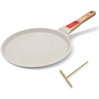 RANX INGST Crepe Pfanne 25 cm mit Abnehmbarer Griff - Palatschinken Pfanne mit Teigverteiler - Antihaftbeschichtung - Induktion - Weiß