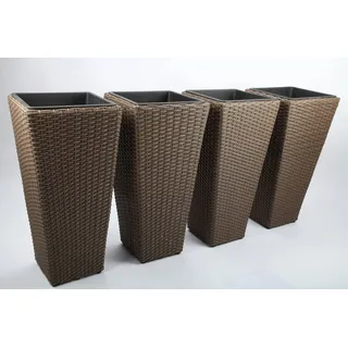 point-garden 4x Blumenkübel Pflanztöpfe Pflanztopf Blumenkübel aus Polyrattan