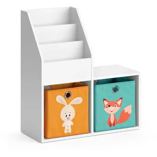 Vicco Kinderregal Luigi Weiß 72 x 79 cm Mini, mit 2 Faltboxen opt.1 , Holzwerkstoff , 5 Fächer , Rechteckig , 72x79x30.9 cm , Babymöbel & Kindermöbel, Babyzimmer, Babyregale & Kinderregale