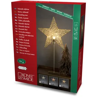 Konstsmide Messingfarbener Metallstern, mit silberfarbenem Metall-Fuß, 5 Zacken, inkl. Anschlusskabel mit an/aus Schalter, ohne Leuchtmittel, E14 Gewinde, 230V, Innen, schwarzes kabel - 2995-800