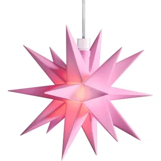 Sterntaler Dekostern | Weihnachtsstern Mini-Stern | Kunststoff | 18-Zacker | 12cm | Innen | LED | Batterie | mit Timer, Farbe:rosa - Rosa