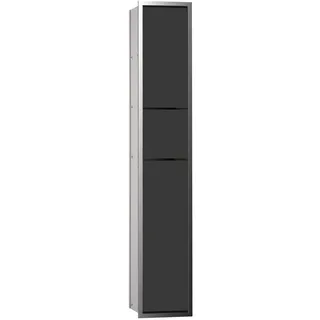 Emco ASIS 150 Unterputz-Schrankmodul für das Gäste-WC, Badezimmerschrank als Toilettenpapierhalter, Abfalleimer & Klobürstenhalter, Hochschrank mit Push to Open-Funktion, schwarz Normal